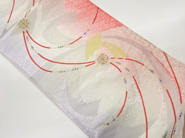 JAPANESE KIMONO / BUNDLED NOSHI PATTERN WOVEN FUKURO OBI